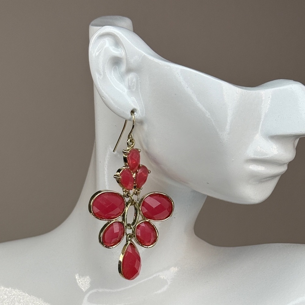 Elegant Gold and Pink Dangle Earrings